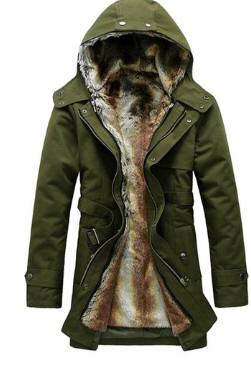 Hee Grand Men's Luxury Faux Fur Long Winter Trench Coat
